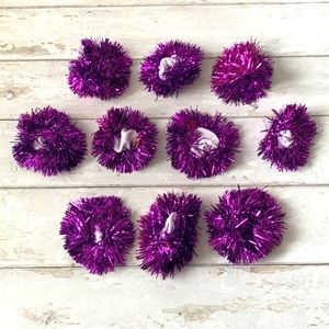 Bun Covers Purple Dance Troupe Costume Hair Ties Accessories 10pc Set Kids